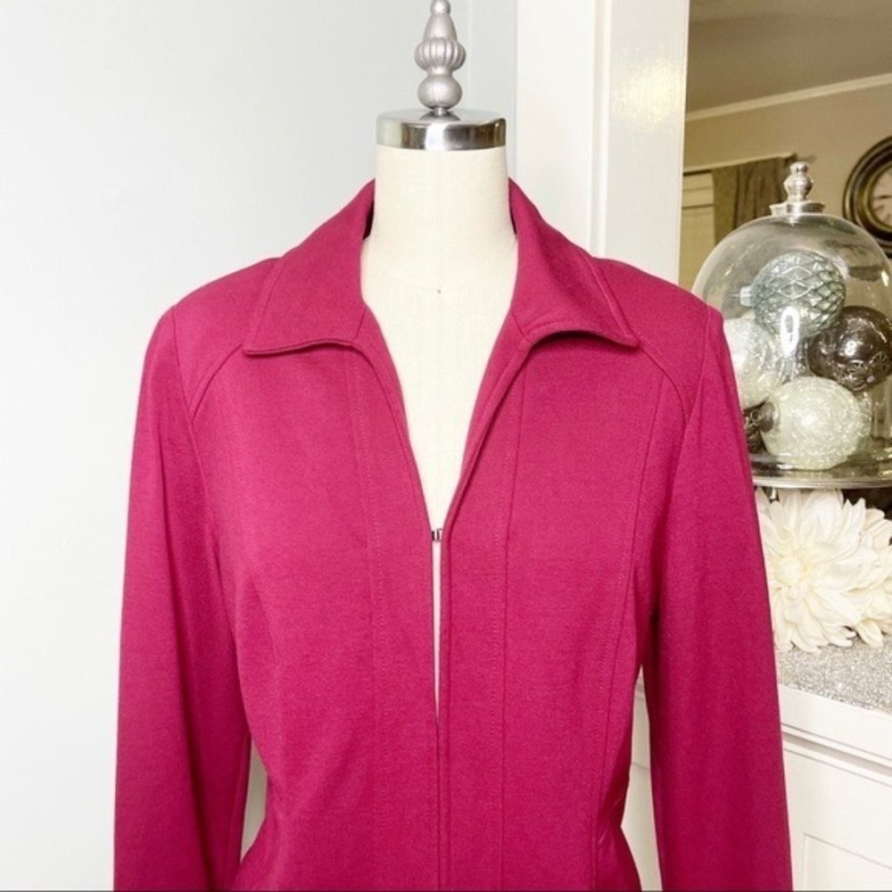 Chico’s Maroon Red Solid Ponte Jacket 0 Small - image 6
